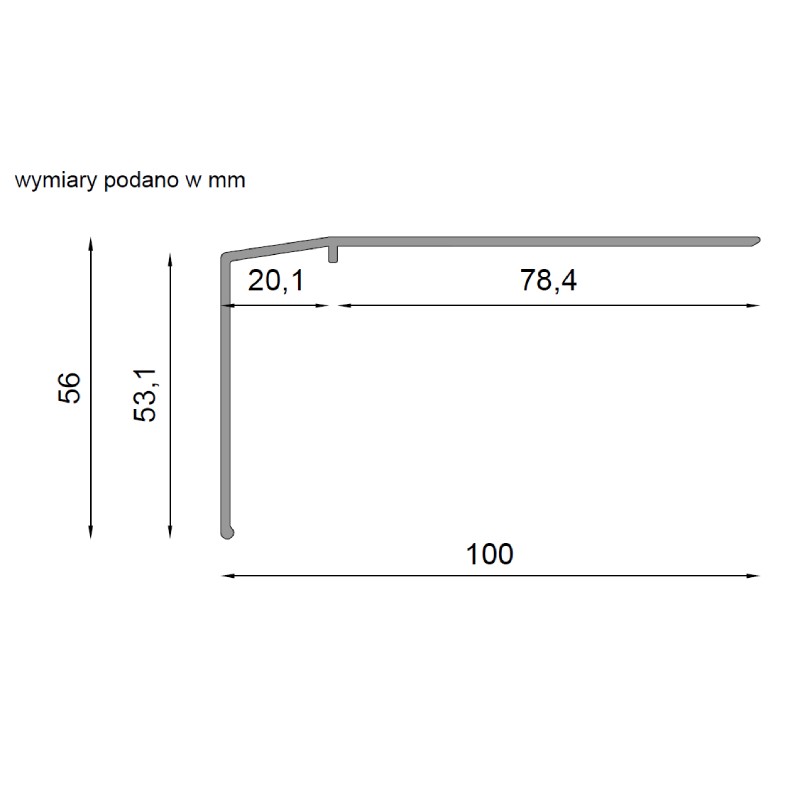 Profil okapowy dla balkonów i tarasów z posadzkami z płytek ceramicznych RENOPLAST K301 (1 sztuka - 2mb)