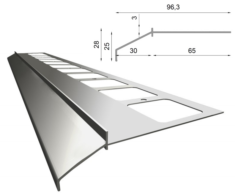 Profil okapowy dla balkonów z posadzką ceramiczną RENOPLAST K100 (1 sztuka - 2mb)