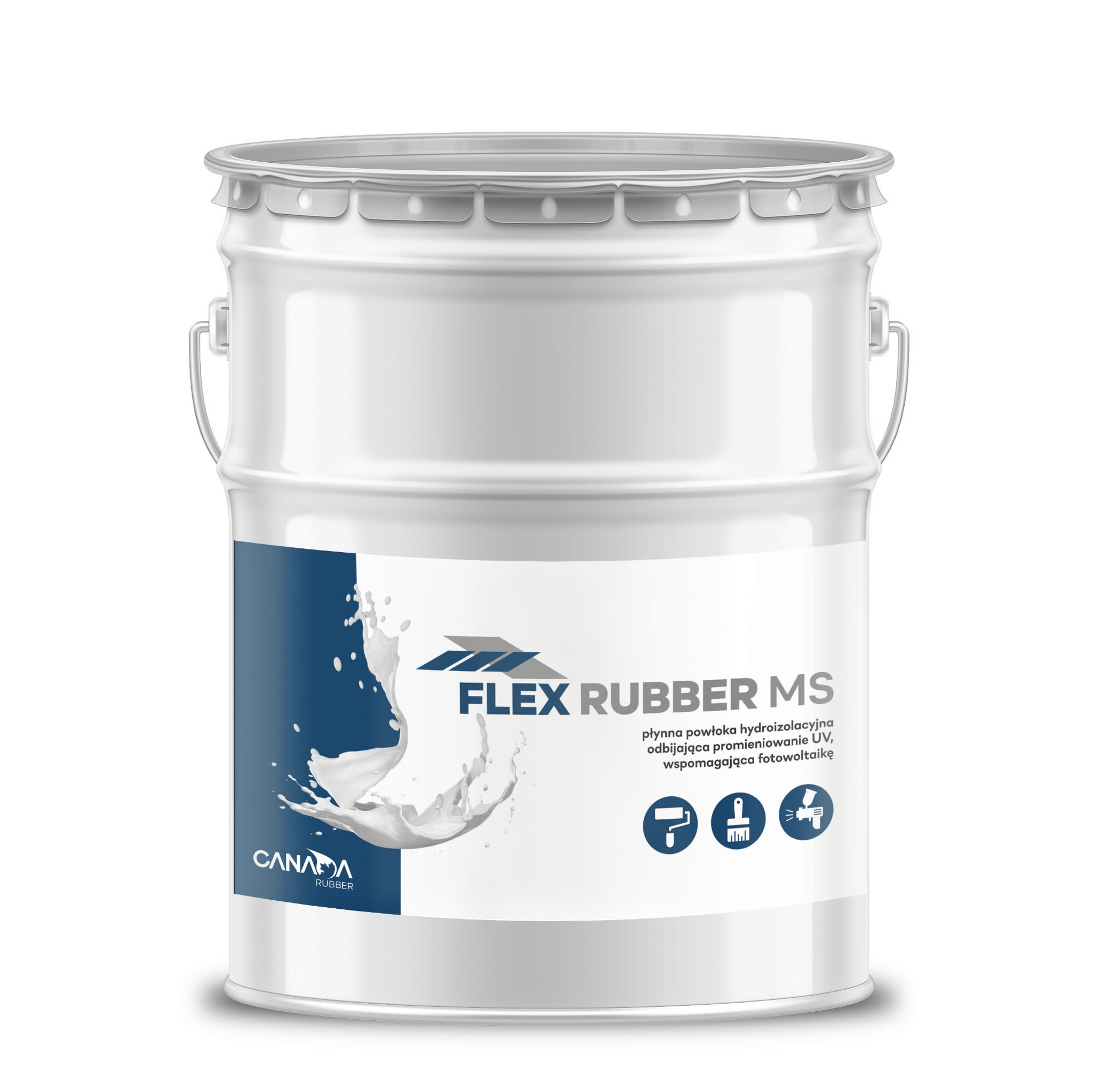 Jednoskładnikowa płynna szybkowiążąca powłoka hydroizolacyjna Canada Rubber FLEX RUBBER MS, biała