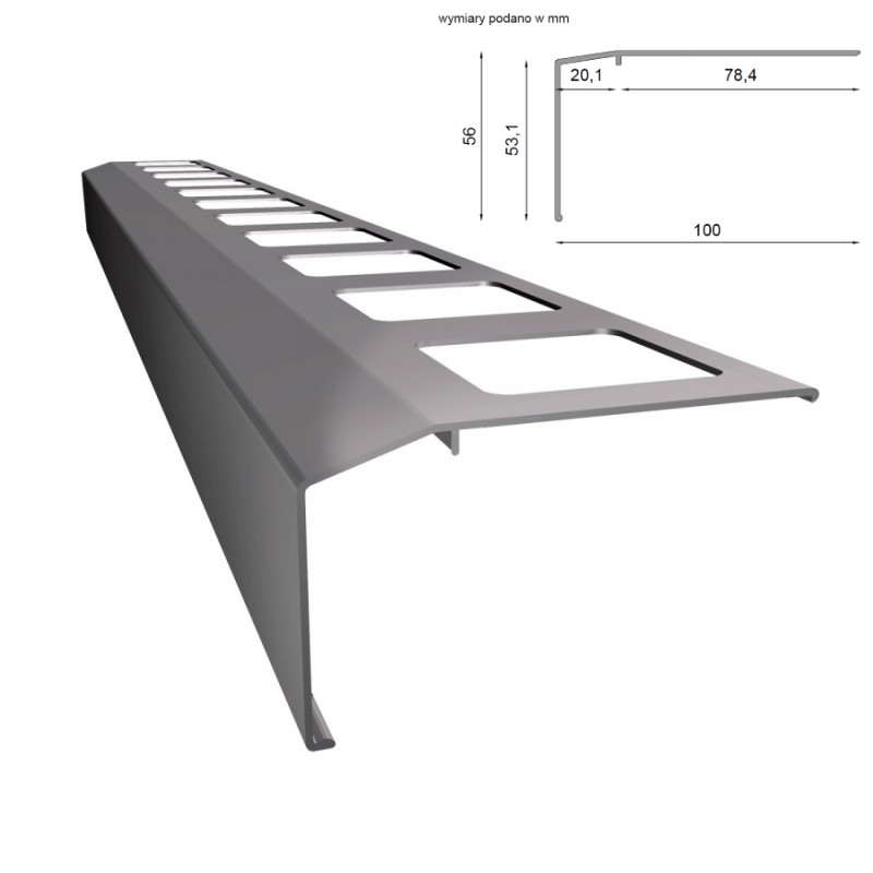 Profil okapowy dla balkonów i tarasów z posadzkami z płytek ceramicznych RENOPLAST K301 (1 sztuka - 2mb)