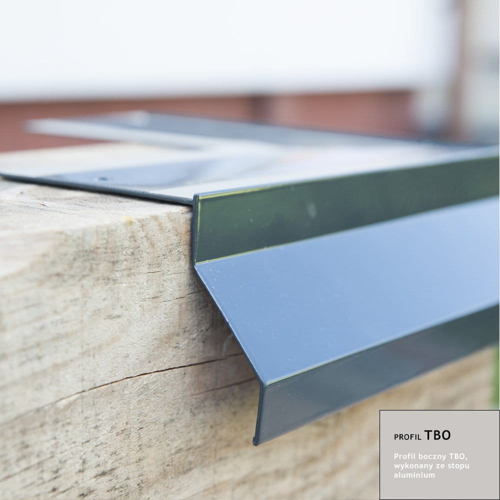 Narożnik zewnętrzny do profilu aluminiowego dla balkonów z posadzką z żywicy cienkowarstwowej E90/TBO
