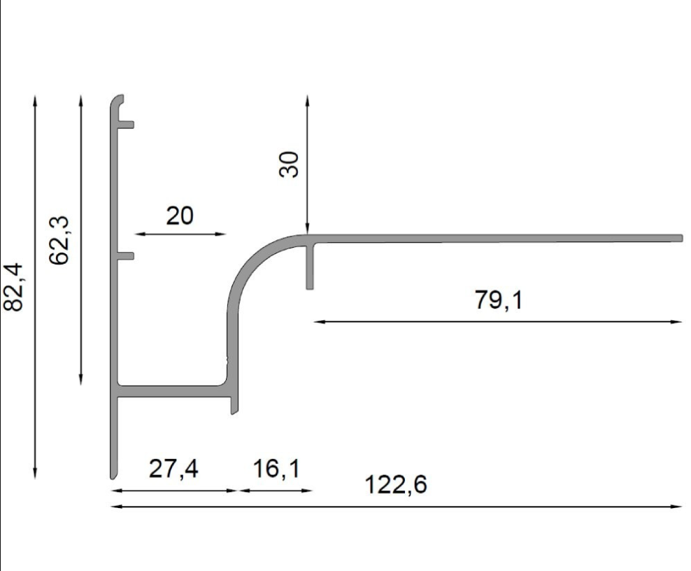 Profil okapowy łukowy W30 Renoplast 