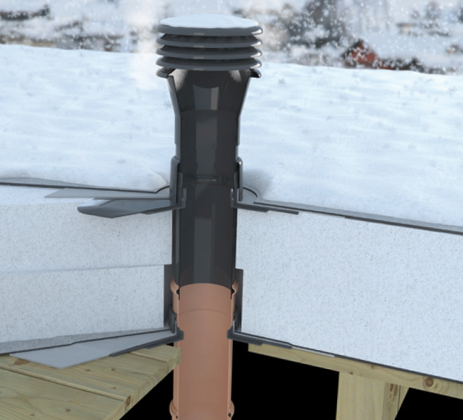 Dachowy kominek odpowietrzający Topwet TWO PVC XL, kołnierz z folii PVC osłona przeciwdeszczowa