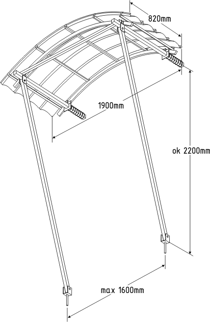 Zadaszenie nad balkony ICOPAL Daszek Fastlock® 2,0 BALKON aluminiowy kolor: RAL 9006 (190x82cm)
