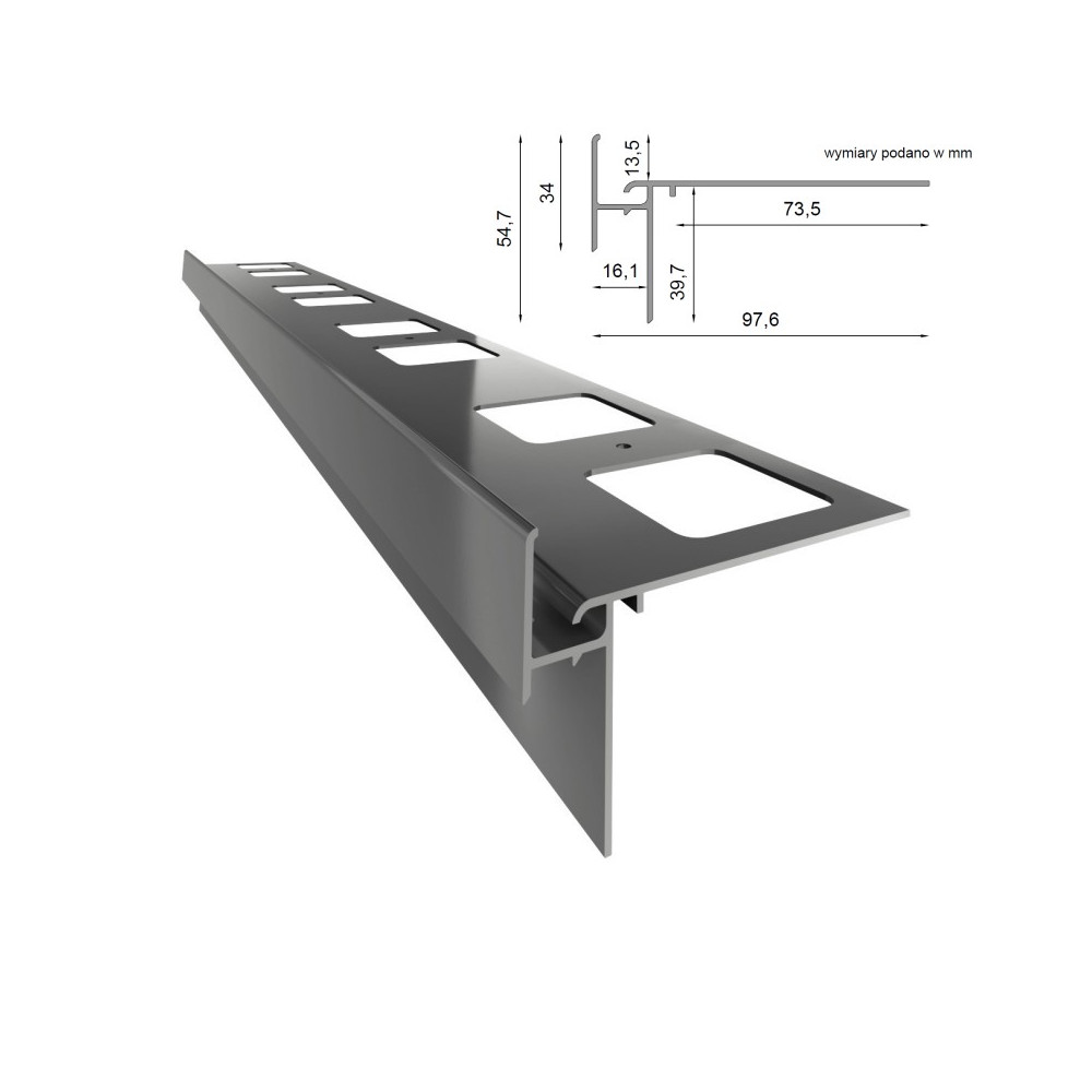 Profil okapowy/tarasowy boczny K35 200cm Renoplast  